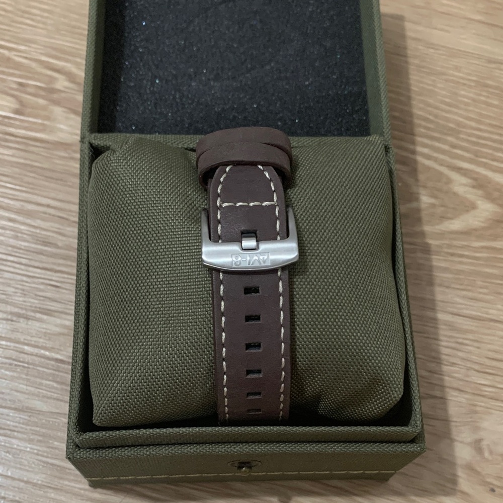 Dual Time Black and Brown Leather Men's Watch - Picture 4 of 4